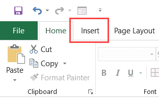 Insert Tab in the Excel Ribbon