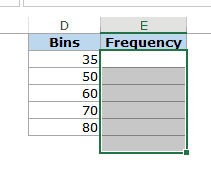 Histogram in Excel - select one more than bin