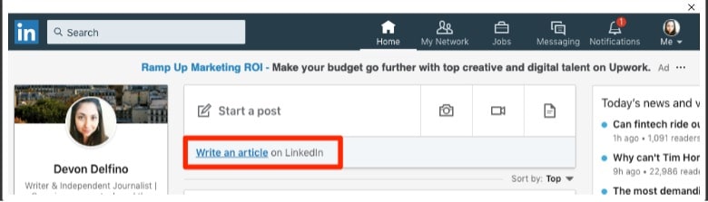 write-an-article-button-on-linkedin